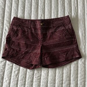 Women's Burgundy Patterned Shorts